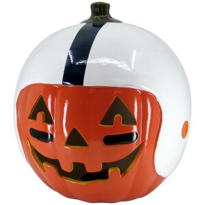ceramic pumpkin head with Penn State football helmet